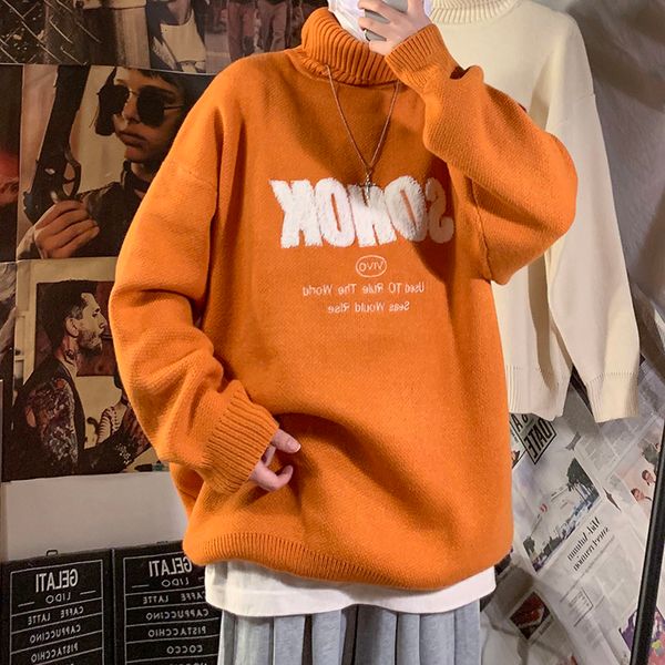winter new high collar sweater men's warm fashion letters casual knit pullover man wild loose long sleeve sweater male clothes, White;black
winter new high collar sweater men's warm fashion letters casual knit pullover man wild loose long sleeve sweater male clothes, White;black