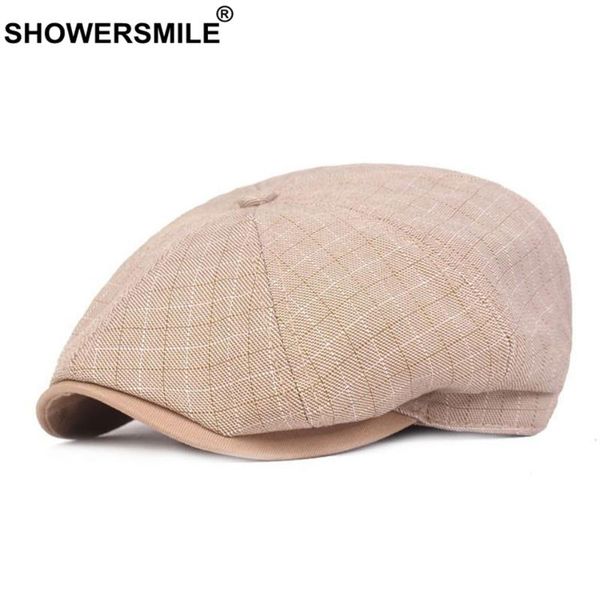 showersmile spring summer newsboy caps for men khaki cotton linen checked flat cap plaid duckbill british style flat hat fitted, Blue;gray
showersmile spring summer newsboy caps for men khaki cotton linen checked flat cap plaid duckbill british style flat hat fitted, Blue;gray