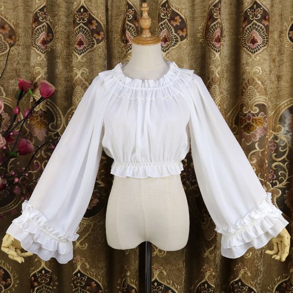 women's blouses & shirts chiffon european and american style ruffled women casual long sleeve blouse ladies loose female, White
women's blouses & shirts chiffon european and american style ruffled women casual long sleeve blouse ladies loose female, White