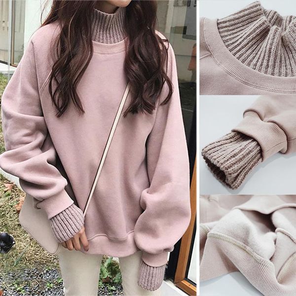 yelite korean style oversized sweatshirts female winter fake two-piece turtleneck fashion loose sweatshirt thick wool sweatshirt, Black
yelite korean style oversized sweatshirts female winter fake two-piece turtleneck fashion loose sweatshirt thick wool sweatshirt, Black