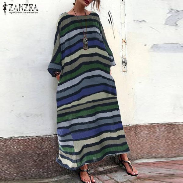 women's summer sundress 2019 zanzea bohemian stripe dress female vintage 3/4 sleeve o neck loose casual maxi long vestidos 5xl, Black;gray
women's summer sundress 2019 zanzea bohemian stripe dress female vintage 3/4 sleeve o neck loose casual maxi long vestidos 5xl, Black;gray