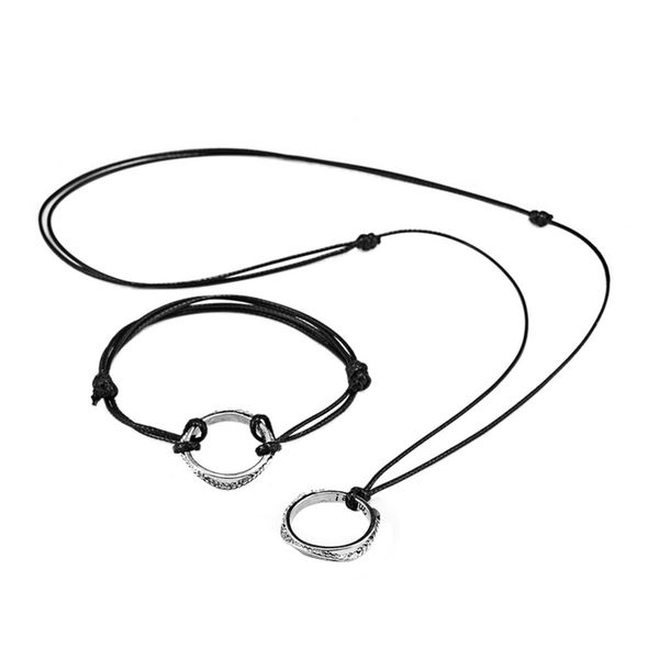 ring leather rope bracelet necklace set personalized wild women bracelet necklace set jewelry, Silver
ring leather rope bracelet necklace set personalized wild women bracelet necklace set jewelry, Silver