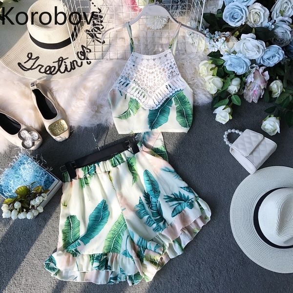 korobov boho beach backless crop lacing bow blouse + printed shorts women sets summer korean vacation set 78282, White
korobov boho beach backless crop lacing bow blouse + printed shorts women sets summer korean vacation set 78282, White
