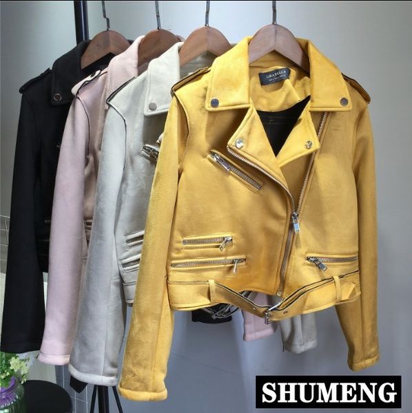 women's suede jacket korean new joker female student spring and autumn slim motorcycle faux leather coat short zipper jackets, Black
women's suede jacket korean new joker female student spring and autumn slim motorcycle faux leather coat short zipper jackets, Black
