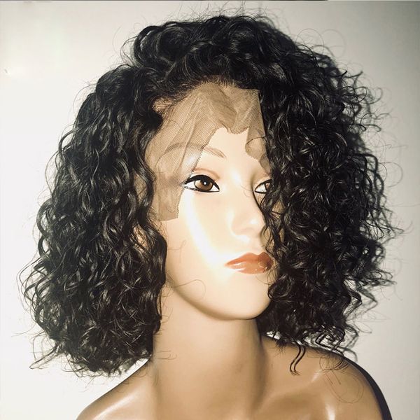 13x6 deep part pre plucked human hair curly wigs with baby hair short bob brazilian virgin lace front wigs for black women 9a, Black;brown 
13x6 deep part pre plucked human hair curly wigs with baby hair short bob brazilian virgin lace front wigs for black women 9a, Black;brown