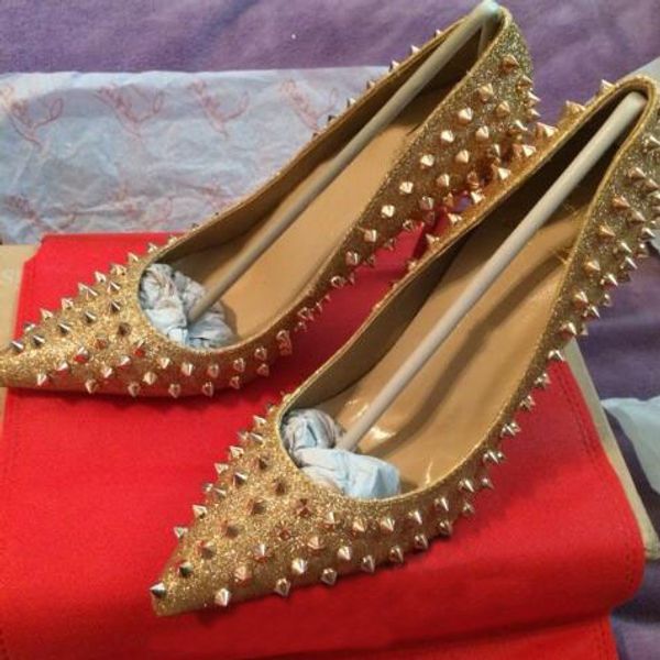 red bottom leather rivets spikes poined toes high heels shoes women lady genuine leather wedding shoes pumps stiletto pumps, Black
red bottom leather rivets spikes poined toes high heels shoes women lady genuine leather wedding shoes pumps stiletto pumps, Black