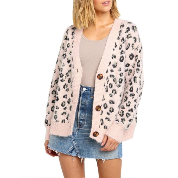 loozykit 2019 women leopard cardigan long sleeve sweaters retro casual cardigan, White
loozykit 2019 women leopard cardigan long sleeve sweaters retro casual cardigan, White
