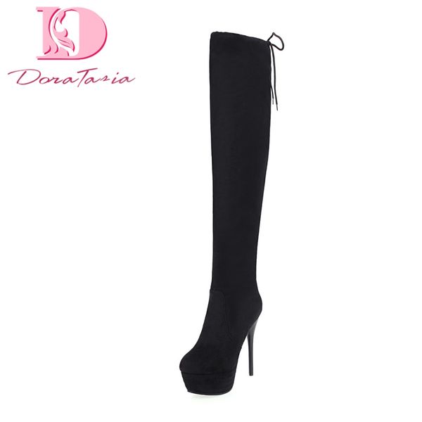doratasia over the knee boots women thin high heels party prom shoes ladies high platform sock boots plus size 43, Black
doratasia over the knee boots women thin high heels party prom shoes ladies high platform sock boots plus size 43, Black