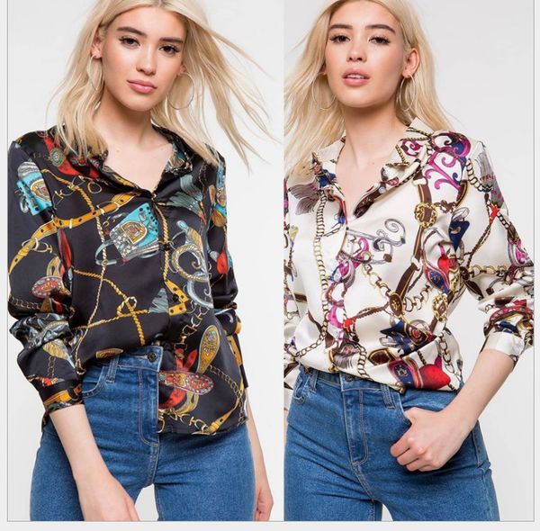 women lapel neck spring printed luxury floral blouses new autumn fashion designer shirts long sleeved casual shirt, White
women lapel neck spring printed luxury floral blouses new autumn fashion designer shirts long sleeved casual shirt, White