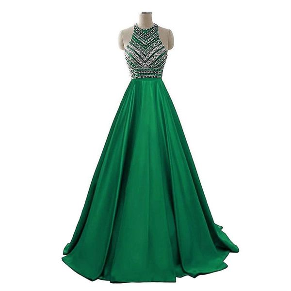 green/royal blue crystals evening dresses 2020 a-line sleeveless party dress o-neck beading satin long formal prom gowns, Black;red
green/royal blue crystals evening dresses 2020 a-line sleeveless party dress o-neck beading satin long formal prom gowns, Black;red