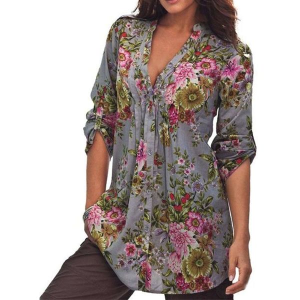 blouses women 2019 vintage floral print v-neck tunic women's fashion plus size female chemisiers et blouses femme, White
blouses women 2019 vintage floral print v-neck tunic women's fashion plus size female chemisiers et blouses femme, White