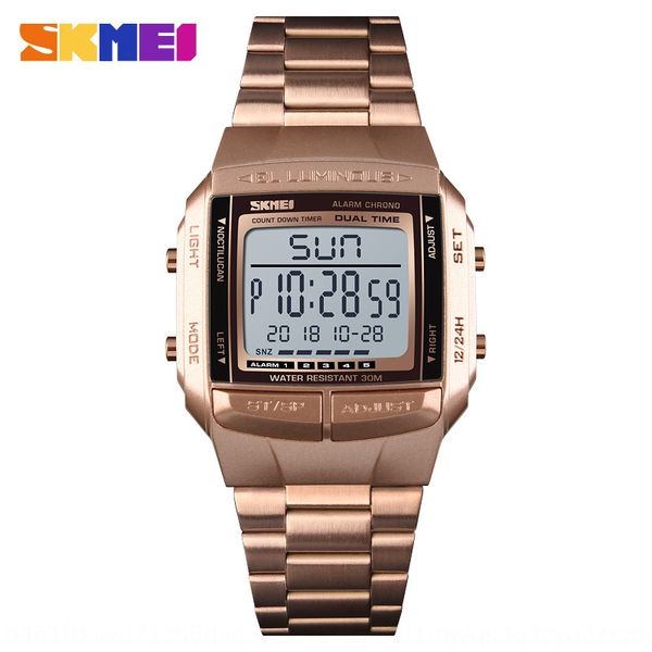 shikemei electronic business stable square digital watch men's steel strap rose gold electronic watch, Blue
shikemei electronic business stable square digital watch men's steel strap rose gold electronic watch, Blue