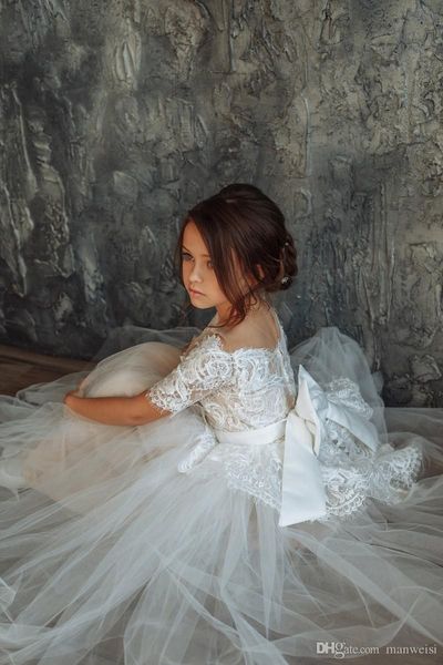tulle long 2020 flower girls dresses for weddings half sleeve lace appliqued flowergirl dresses with bow communion dress, White;blue
tulle long 2020 flower girls dresses for weddings half sleeve lace appliqued flowergirl dresses with bow communion dress, White;blue
