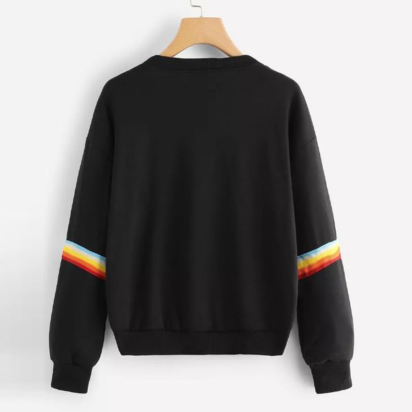 2019 spring fashion new woman long sleeve rainbow striped stitching o collar sweatshirt casual shirt jumper shirt warm pull, Black
2019 spring fashion new woman long sleeve rainbow striped stitching o collar sweatshirt casual shirt jumper shirt warm pull, Black
