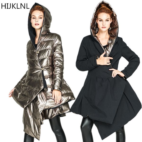 2018 new women's winter down coat hooded irregular tide outer on both sides wearing thick warm slim jacket tq288, Black
2018 new women's winter down coat hooded irregular tide outer on both sides wearing thick warm slim jacket tq288, Black