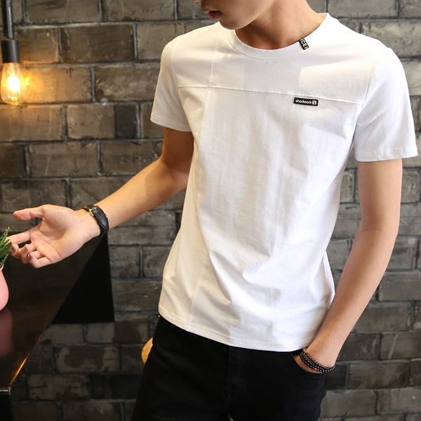 2019 summer men's short-sleeved t-shirt teenager crew neck half sleeve white t-shirt trend men's wear handsome solid color, White;black
2019 summer men's short-sleeved t-shirt teenager crew neck half sleeve white t-shirt trend men's wear handsome solid color, White;black