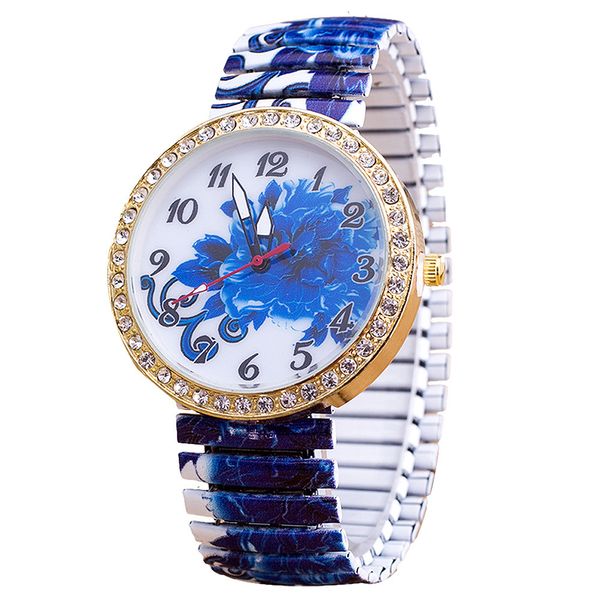 wristwatch relogio masculino women elasticity blue flowers shrink bracelet quartz wrist watch clock montre feminino, Slivery;brown
wristwatch relogio masculino women elasticity blue flowers shrink bracelet quartz wrist watch clock montre feminino, Slivery;brown