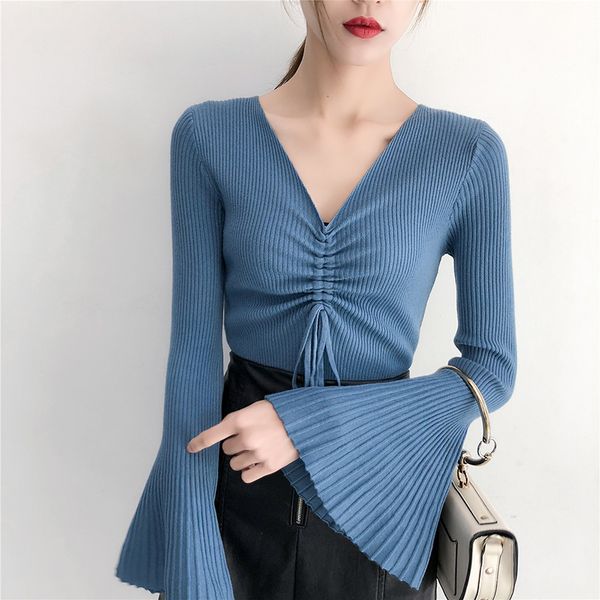 caiyier 2019 spring winter women sweater pullovers knitted sweaters deep v-neck slim knit thin bind casual solid knitwear, White;black
caiyier 2019 spring winter women sweater pullovers knitted sweaters deep v-neck slim knit thin bind casual solid knitwear, White;black