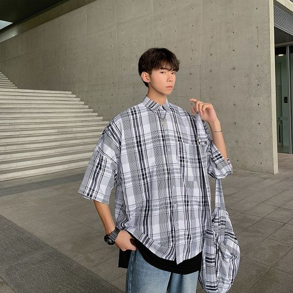 2019 spring and summer new chinese style quality comfortable cotton tide male harajuku loose sports campus plaid casual shirt, White;black
2019 spring and summer new chinese style quality comfortable cotton tide male harajuku loose sports campus plaid casual shirt, White;black
