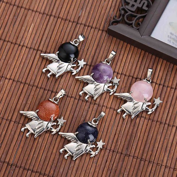 wholesale american jewelry natural crystal stone angel pendant men's and women's necklaces sweater chain accessories st005, Silver
wholesale american jewelry natural crystal stone angel pendant men's and women's necklaces sweater chain accessories st005, Silver