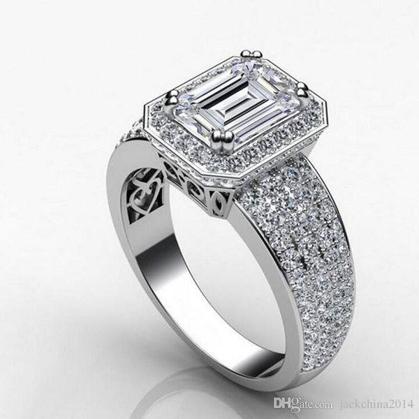 new sparkling deluxe jewelry 925 sterling silver princess white z gemstones pave cz diamond party women wedding bridal ring gift, Slivery;golden
new sparkling deluxe jewelry 925 sterling silver princess white z gemstones pave cz diamond party women wedding bridal ring gift, Slivery;golden