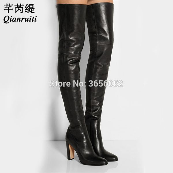 qianruiti plain leather black thigh high boots square heel over knee high boots autumn shoes fashion motorcycle booties women
qianruiti plain leather black thigh high boots square heel over knee high boots autumn shoes fashion motorcycle booties women