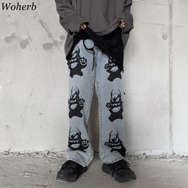 woherb harajuku streetwear vintage straight denim pants women cartoon pattern hip hop casual loose trousers korean new 91299, Blue
woherb harajuku streetwear vintage straight denim pants women cartoon pattern hip hop casual loose trousers korean new 91299, Blue