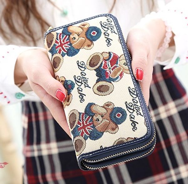 england women cartoon bear lovely long wallet coin pures high-end luxury designer zipper gift billfold bag 003, Red;black
england women cartoon bear lovely long wallet coin pures high-end luxury designer zipper gift billfold bag 003, Red;black