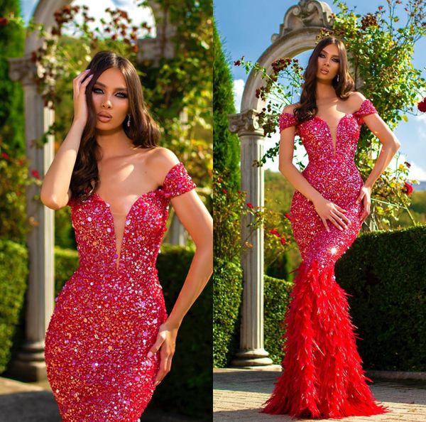 2020 modest vlorakaltrina mermaid evening dresses off shoulder sleeveless sequins feather formal dresses sweep train party gowns, Black;red
2020 modest vlorakaltrina mermaid evening dresses off shoulder sleeveless sequins feather formal dresses sweep train party gowns, Black;red