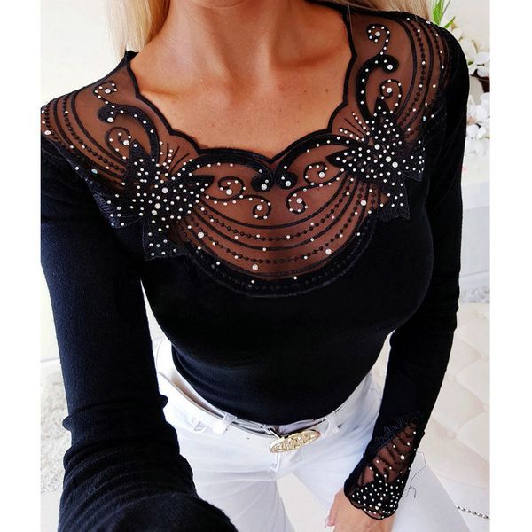women's lace blouse 2020 autumn winter stretch o-neck shirt casual long-sleeved lace bottoming shirt blouse camisa femenina, White
women's lace blouse 2020 autumn winter stretch o-neck shirt casual long-sleeved lace bottoming shirt blouse camisa femenina, White