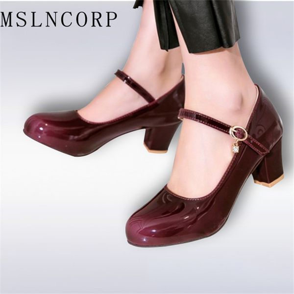plus size 34-48 new women thick high heels pumps shoes ankle strap ladies shoes spring dress patent leather party casual shoes, Black
plus size 34-48 new women thick high heels pumps shoes ankle strap ladies shoes spring dress patent leather party casual shoes, Black