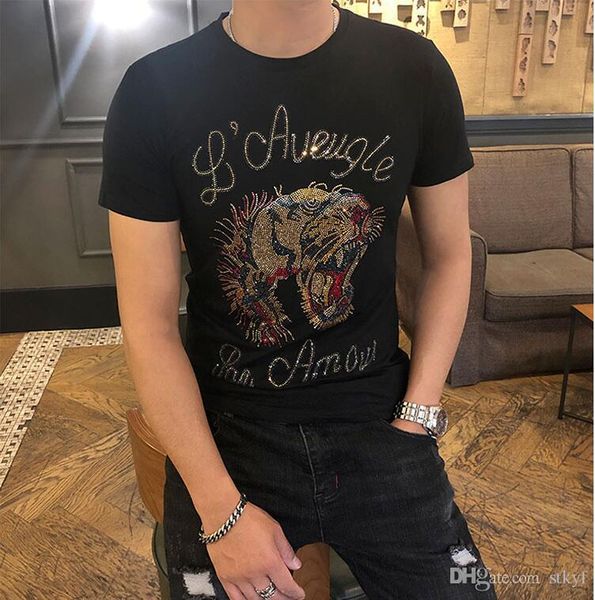 tees summer cotton o neck short sleeve t shirt men trends fitness with diamonds 04, White;black
tees summer cotton o neck short sleeve t shirt men trends fitness with diamonds 04, White;black