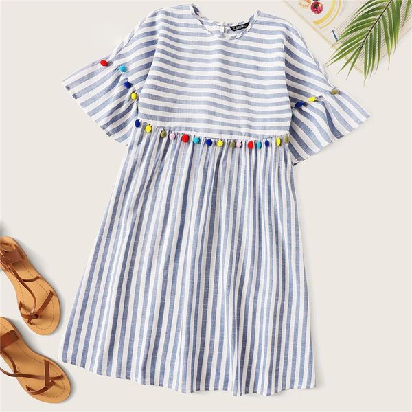 woman clothes designer dresses boho cute blue colorful pompom detail striped smock summer dress women high waist tunic straight dresses, Black;gray
woman clothes designer dresses boho cute blue colorful pompom detail striped smock summer dress women high waist tunic straight dresses, Black;gray