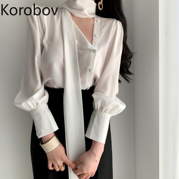 women's blouses & shirts korobov korean single breasted elegant chiffon women puff long sleeve lacing collar female blusas 2021 chic, White
women's blouses & shirts korobov korean single breasted elegant chiffon women puff long sleeve lacing collar female blusas 2021 chic, White