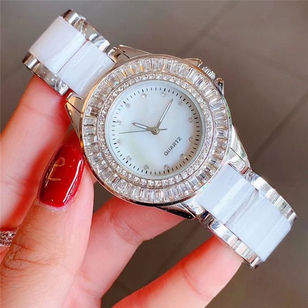 luxury watch womens designer watches diamond quartz movement wristwatches shell dial montre de luxe lady iced out watch ceramic strap, Slivery;brown
luxury watch womens designer watches diamond quartz movement wristwatches shell dial montre de luxe lady iced out watch ceramic strap, Slivery;brown