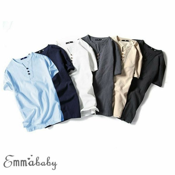 2019 new summer linen shirt casual men's short sleeved tshirts men breathes cool shirt loose european size, White;black
2019 new summer linen shirt casual men's short sleeved tshirts men breathes cool shirt loose european size, White;black