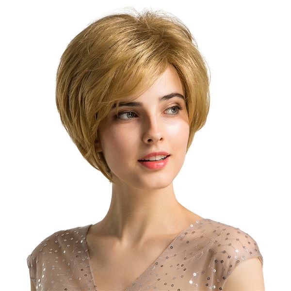 10'' short straight women wigs side part synthetic cosplay wig w/ wig cap, Black
10'' short straight women wigs side part synthetic cosplay wig w/ wig cap, Black