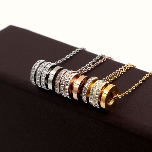 korean temperament cylindrical three-ring white mud drill pendant necklace female hipsters wild titanium steel short clavicle chain, Silver
korean temperament cylindrical three-ring white mud drill pendant necklace female hipsters wild titanium steel short clavicle chain, Silver