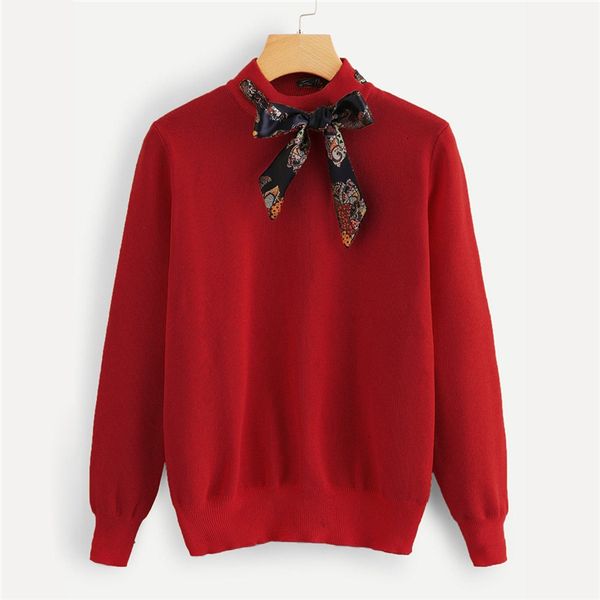 women sweater womens sweaters red tie neck knitted sweater women clothing autumn office ladies jumper long sleeve and pullovers, White;black
women sweater womens sweaters red tie neck knitted sweater women clothing autumn office ladies jumper long sleeve and pullovers, White;black
