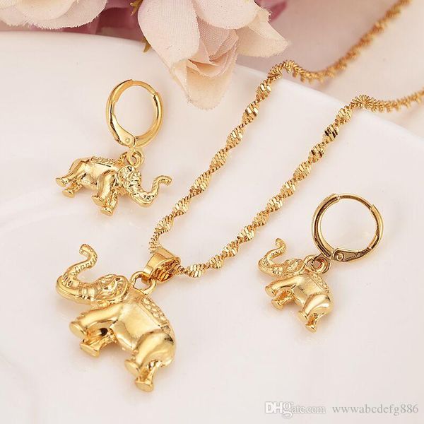 24 k solid fine gold gf cute elephant necklace earrings trendy women men jewelry charm pendant chain animal lucky jewelry sets, Silver
24 k solid fine gold gf cute elephant necklace earrings trendy women men jewelry charm pendant chain animal lucky jewelry sets, Silver