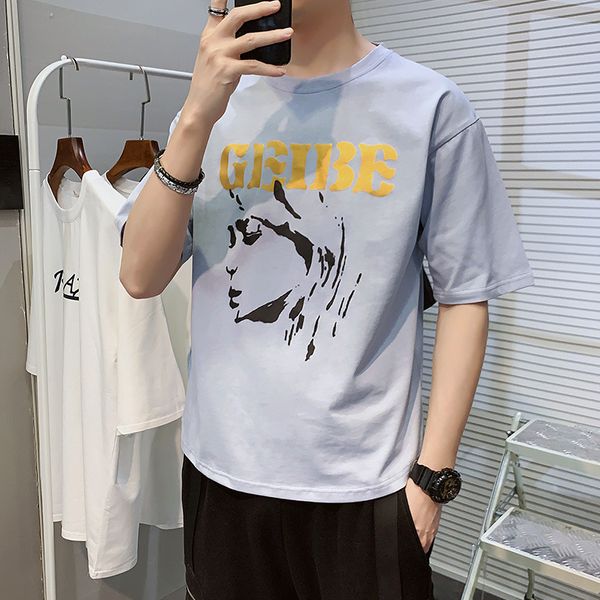 2020 adolescent men round neck short sleeve t-shirt korean fashion personality summer casual men's cotton blouse, White;black
2020 adolescent men round neck short sleeve t-shirt korean fashion personality summer casual men's cotton blouse, White;black