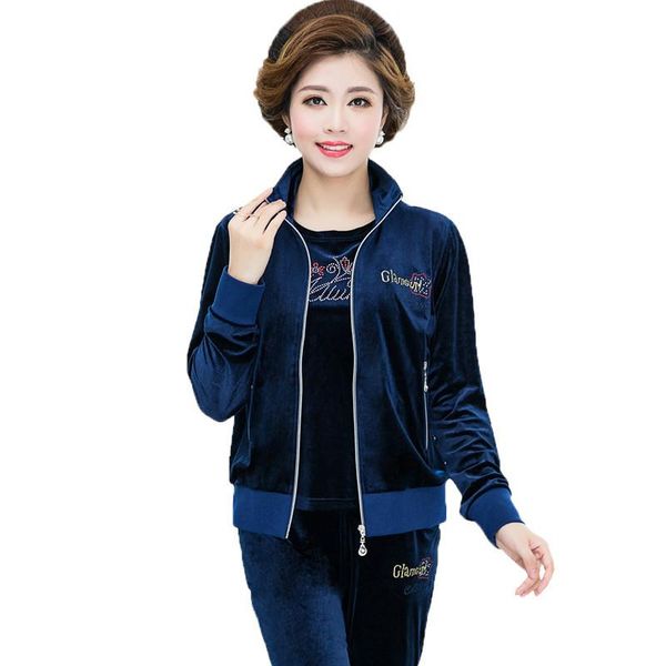 plus size 5xl gold velvet sportsing suit female autumn mother clothing casual sportswear female three-piece lp120, White
plus size 5xl gold velvet sportsing suit female autumn mother clothing casual sportswear female three-piece lp120, White