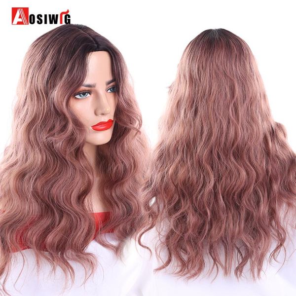 aosiwig long ombre water wave middle part cosplay false hair heat resistant synthetic rose gold party wig for women, Black
aosiwig long ombre water wave middle part cosplay false hair heat resistant synthetic rose gold party wig for women, Black