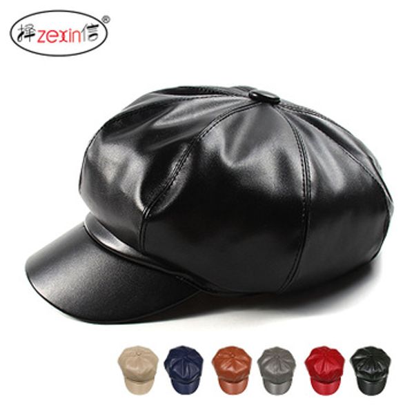 korean autumn/winter pu leather web celebrity octagonal hat women's british leather hat retro joker cap solid color hat, Blue;gray
korean autumn/winter pu leather web celebrity octagonal hat women's british leather hat retro joker cap solid color hat, Blue;gray
