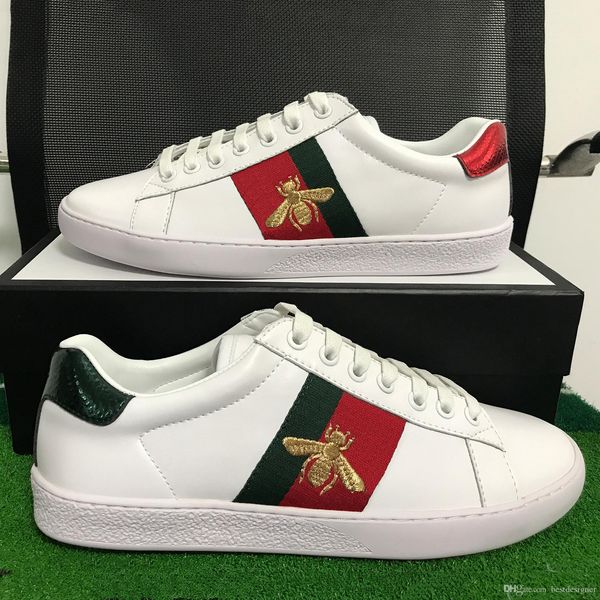 original box r men shoes hand-embroidered bee designer green red striped men casual shoes size 35-46, Black