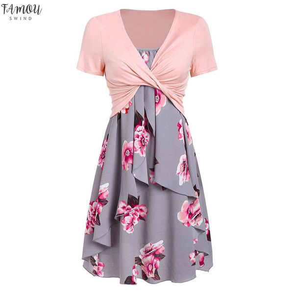 sleeper #401 fashion summer short sleeve front criss cross + floral print mini party dress suits 2020 ing, Black;gray
sleeper #401 fashion summer short sleeve front criss cross + floral print mini party dress suits 2020 ing, Black;gray