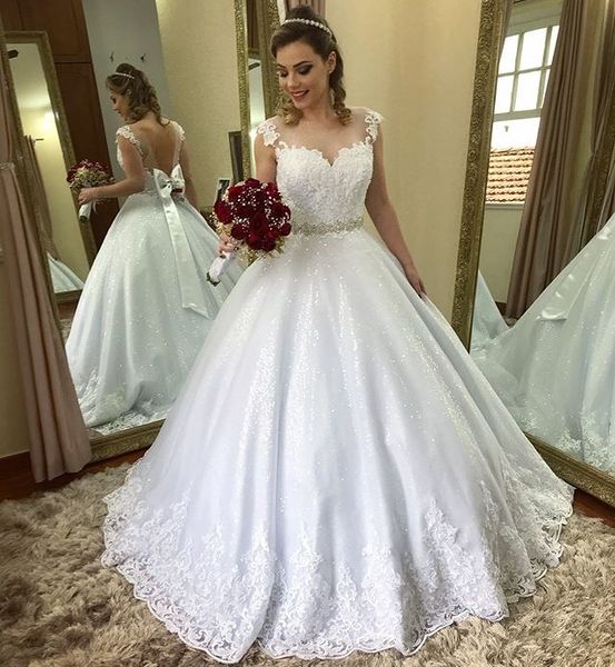 stunning bow sash a line wedding dresses lace appliques backless sweep train bridal gown vestido de novia, White
stunning bow sash a line wedding dresses lace appliques backless sweep train bridal gown vestido de novia, White