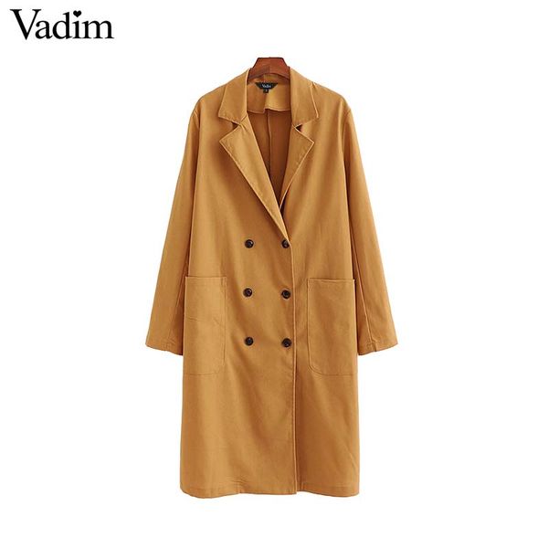 vadim women elegant solid long trench double breasted coat long sleeve pocket chic outerwear ca426, Tan;black
vadim women elegant solid long trench double breasted coat long sleeve pocket chic outerwear ca426, Tan;black
