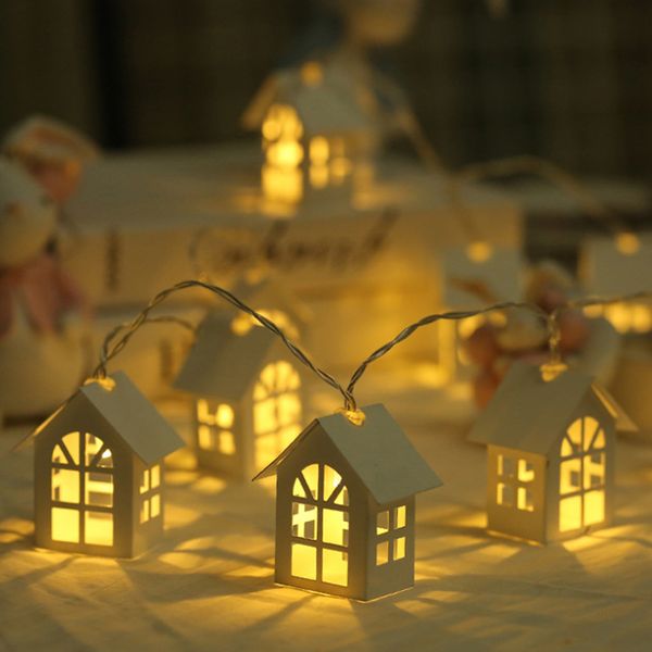 

2m 10pcs led christmas tree house style fairy light led string wedding natal garland new year christmas decorations for home