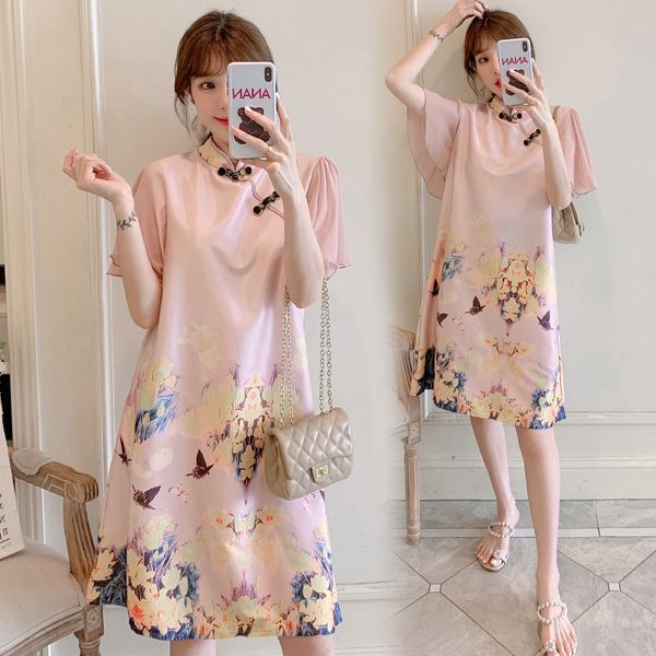 chinese style printed vintage buckle qipao dress short sleeve breast-feeding invisible zipper design pregnant women's dresszl789, White
chinese style printed vintage buckle qipao dress short sleeve breast-feeding invisible zipper design pregnant women's dresszl789, White
